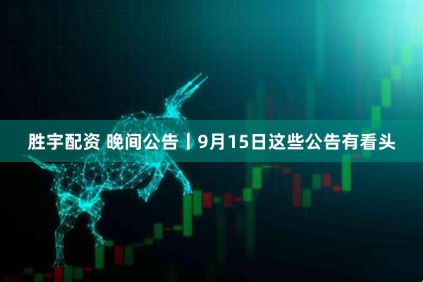 胜宇配资 晚间公告丨9月15日这些公告有看头